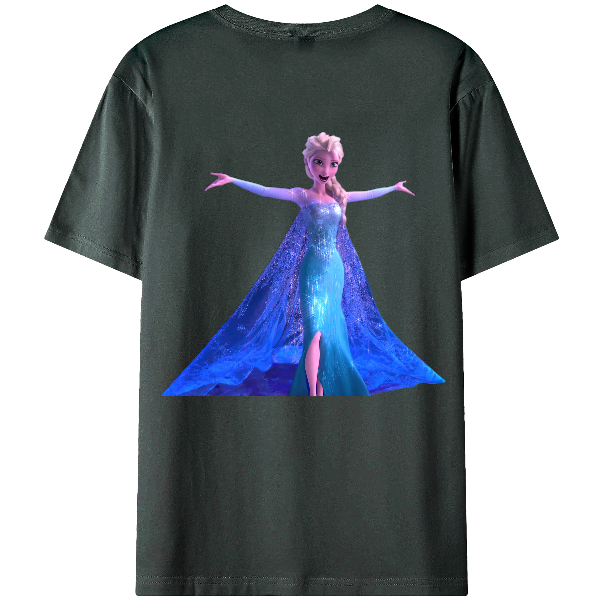 （画像用） アナと雪の女王 アンナ エルサ Frozen Anna Elsa 綿100％ メンズ半袖Tシャツ（バックプリント） 通気性
